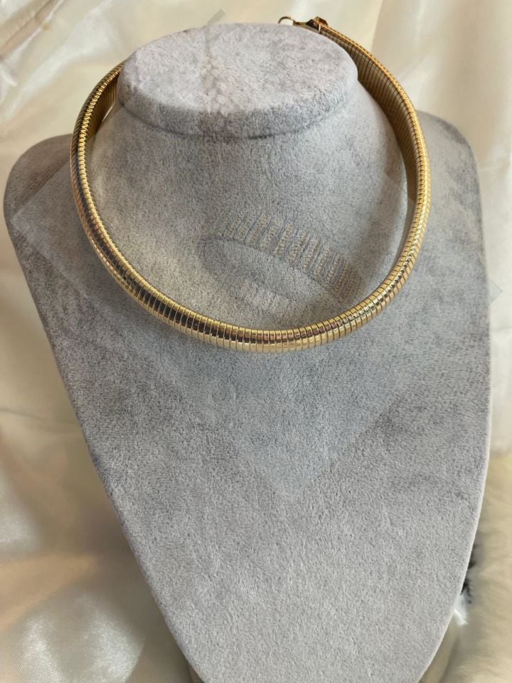 Tırktıklı Plaka Choker Kolye